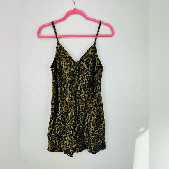 Zara Animal Print Satin Ruched Mini Dress - Picture 3 of 6